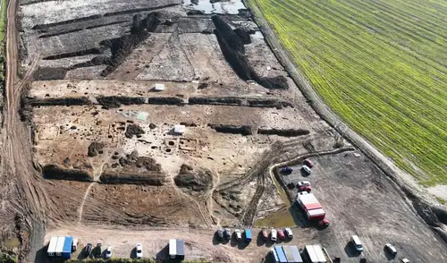 Vista aérea del asentamiento celta, Hradec Králové, República Checa. Foto: Archaelogy Magazine