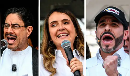 Los distintos sondeos, incluidos Invamer, GAD3 y CNC, coinciden en que ningún candidato asegura una victoria en primera vuelta. Foto: AFP. Elecciones en Colombia, Iván Cepeda, Abelardo De La Espriella, Paloma Valencia
