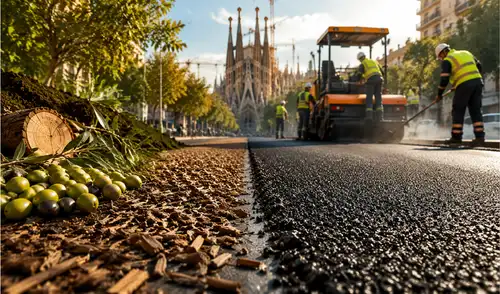 Barcelona implementará un asfalto ecológico fabricado con residuos de aceituna y biomasa de madera.