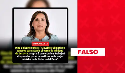 Es falso que Boluarte anunció que sería ministra de Justicia en un gabinete de Fujimori. Es falso que Boluarte anunció que sería ministra de Justicia en un gabinete de Fujimori.