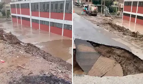 Rotura de tubería afecta instalaciones del colegio Fe y Alegría de San Juan de Lurigancho. Rotura de tubería afecta instalaciones del colegio Fe y Alegría de San Juan de Lurigancho.