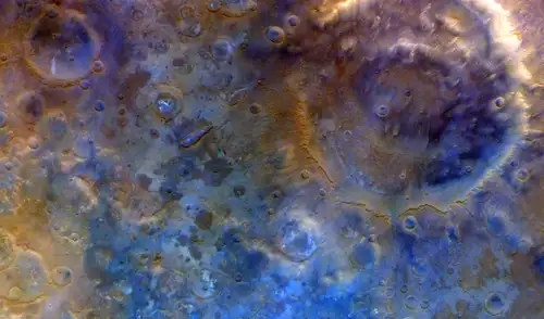 La sonda Psyche fotografió las tierras altas del sur de Marte, incluido el cráter Huygens. Foto: NASA/JPL-Caltech/ASU La sonda Psyche fotografió las tierras altas del sur de Marte, incluido el cráter Huygens. Foto: NASA/JPL-Caltech/ASU