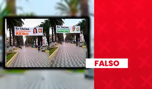 Los supuestos carteles colocados en la Alameda Bolognesi de Tacna a favor de Keiko Fujimori y en rechazo de Roberto Sánchez fueron generados con IA Los supuestos carteles colocados en la Alameda Bolognesi de Tacna a favor de Keiko Fujimori y en rechazo de Roberto Sánchez fueron generados con IA