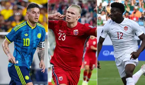 Colombia, Noruega y Canadá juegan hoy sus respectivos amistosos internacionales. Foto: FCF/UEFA/CSA/composición LR Colombia, Noruega y Canadá juegan hoy sus respectivos amistosos internacionales. Foto: FCF/UEFA/CSA/composición LR