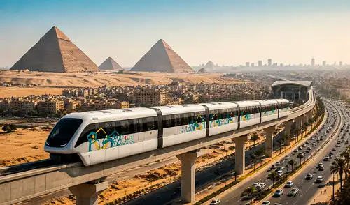 Egipto ha inaugurado el monorraíl automatizado más extenso del mundo, una megaobra que conecta El Cairo con la Nueva Capital Administrativa Egipto ha inaugurado el monorraíl automatizado más extenso del mundo, una megaobra que conecta El Cairo con la Nueva Capital Administrativa