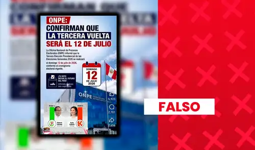 Es falso que la ONPE haya anunciado una tercera vuelta presidencial: ley solo contempla dos comicios como máximo Es falso que la ONPE haya anunciado una tercera vuelta presidencial: ley solo contempla dos comicios como máximo