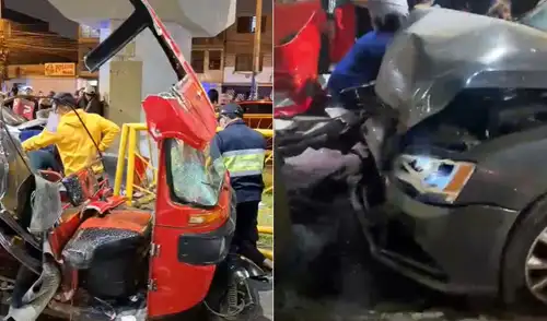 Un accidente de tránsito en San Juan de Lurigancho dejó cuatro heridos, incluidos dos menores. El choque fue entre un automóvil y una mototaxi en el sector de Caja de Agua. Un accidente de tránsito en San Juan de Lurigancho dejó cuatro heridos, incluidos dos menores. El choque fue entre un automóvil y una mototaxi en el sector de Caja de Agua.
