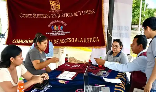 Los ciudadanos pudieron recibir atención en demandas de alimentos y orientación sobre el Registro de Deudores Alimentarios Morosos (REDAM). Fuente: difusión. corte-de-tumbes