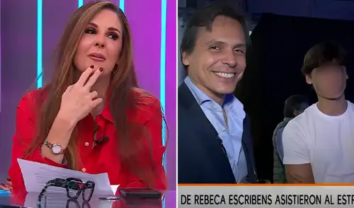 Esposo e hijo de Rebeca Escribens la sorprenden con tierno mensaje en TV. Foto: composición LR/América TV Esposo e hijo de Rebeca Escribens