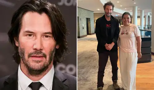 Milagros Leiva expresa su emoción al encontrarse con el actor Keanu Reeves. Foto: composición LR/difusión/Instagram Milagros Leiva y Keanu Reeves