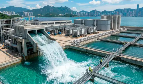 La planta puede captar cerca de 340 millones de litros de agua salada por día y entregar 135 millones de litros de agua dulce. Foto: Gemini IA La planta puede captar cerca de 340 millones de litros de agua salada por día y entregar 135 millones de litros de agua dulce. Foto: Gemini IA