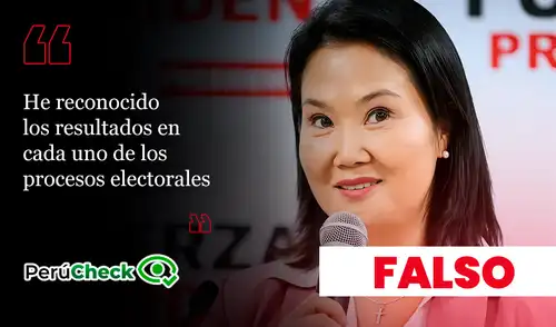 PerúCheck analizó los antecedentes de Fujimori en los últimos procesos electorales, concluyendo que sus afirmaciones sobre reconocer siempre los resultados no son del todo ciertas, especialmente en 2021. PerúCheck analizó los antecedentes de Fujimori en los últimos procesos electorales, concluyendo que sus afirmaciones sobre reconocer siempre los resultados no son del todo ciertas, especialmente en 2021.