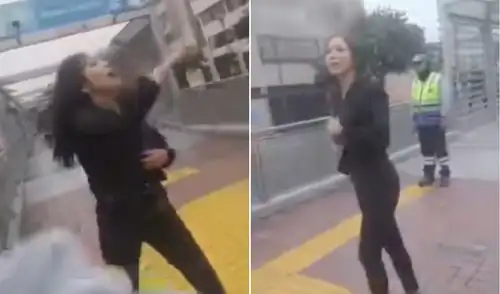 El video muestra a la turista desatando insultos contra la trabajadora y un agente de la PNP. Metropolitano, ciudadana extranjera en estación Ramón Castilla