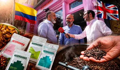 Los hermanos Víctor y Santiago Gamboa fundaron Hermanos Colombian Coffee Roasters en 2018, convirtiéndose en un referente del café de especialidad en Londres con nueve locales. Los hermanos Víctor y Santiago Gamboa fundaron Hermanos Colombian Coffee Roasters en 2018, convirtiéndose en un referente del café de especialidad en Londres con nueve locales.