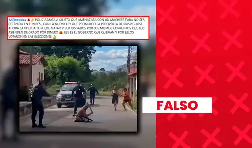 Un video de un enfrentamiento entre policías y un hombre armado fue presentado como un hecho ocurrido en Tumbes tras la promulgación de la ley del fuero militar. Sin embargo, el material corresponde a un caso registrado en Brasil. Un video de un enfrentamiento entre policías y un hombre armado fue presentado como un hecho ocurrido en Tumbes tras la promulgación de la ley del fuero militar. Sin embargo, el material corresponde a un caso registrado en Brasil.