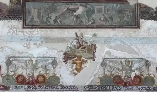 Arqueólogos restauraron un impresionante techo con frescos antiguos. Foto: Parque Arqueológico de Pompeya