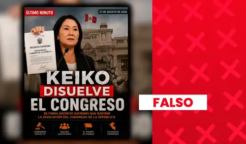Publicación presenta como hecho la disolución del Congreso, pese a que Keiko Fujimori ha rechazado esa posibilidad.