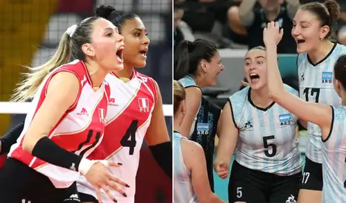 Perú y Argentina se enfrentan en la primera fecha del Campeonato Sudamericano de Vóley. Foto: FPV/FeVA/composición LR Perú y Argentina se enfrentan en la primera fecha del Campeonato Sudamericano de Vóley. Foto: FPV/FeVA/composición LR