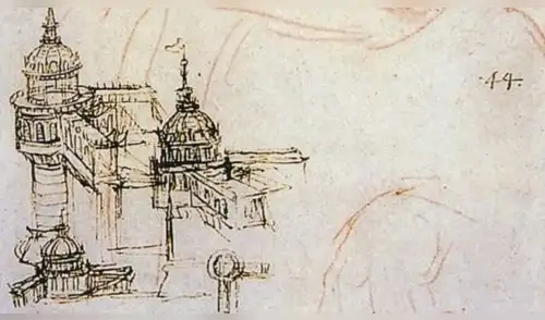 Leonardo Da Vinci representó los pasadizos ocultos en un boceto de estructuras defensivas. Foto: Gravure Francaise Leonardo Da Vinci representó los pasadizos ocultos en un boceto de estructuras defensivas. Foto: Gravure Francaise