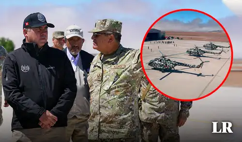 El ministro Rafael Belaúnde inspeccionó los helicópteros en el CEMAE el sábado 12 de septiembre en Arequipa.. Foto: composición LR/Mindef