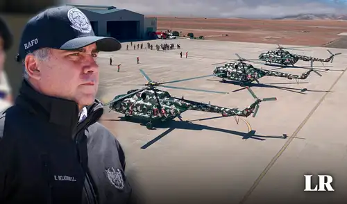 El ministro Rafael Belaúnde inspeccionó los helicópteros en el CEMAE el sábado 12 de septiembre en Arequipa.. Foto: composición LR/Mindef