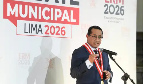 El presidente del JNE, Roberto Burneo, ofreció declaraciones durante la presentación del Debate Municipal Lima 2026..