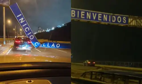 Un letrero de bienvenida a la Provincia Constitucional del Callao se desplomó sobre el circuito de playas de la Costa Verde, sin dejar heridos ni daños materiales.