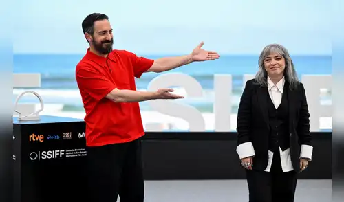 Pablo Larraín y Mariana Enriquez. Foto: AFP. Pablo Larraín y Mariana Enriquez. Foto: AFP.