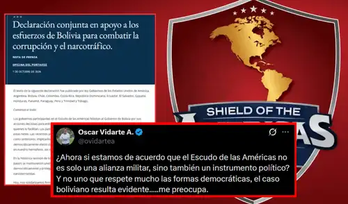 Vidarte sobre el Escudo de las Américas tras detención de fiscal en Bolivia: "Es un instrumento político" Vidarte sobre el Escudo de las Américas tras detención de fiscal en Bolivia: "Es un instrumento político"