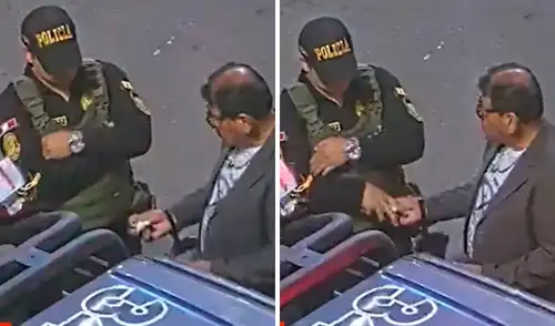 Policía fue captado recibiendo dinero en SJM Policía Nacional