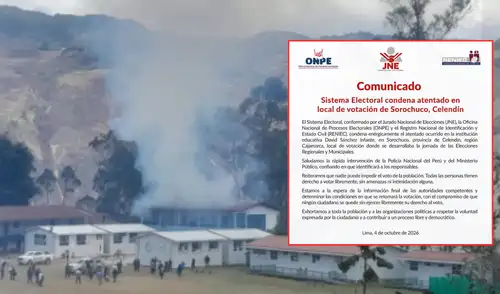 JNE, ONPE y Reniec rechazan atentado en local de votación en Celendín, Cajamarca.