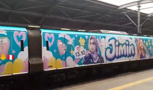 Los seguidores peruanos de Jimin, integrante de BTS, sorprenden con el proyecto “A Train of Love for Jimin”, que decorará un tren de la Línea 1 del Metro de Lima. Los seguidores peruanos de Jimin, integrante de BTS, sorprenden con el proyecto “A Train of Love for Jimin”, que decorará un tren de la Línea 1 del Metro de Lima.