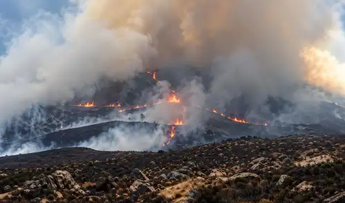Incendio forestal  en la comunidad de Tarhuiyucc, distrito de Acocro, provincia de Huamanga (Ayacucho).