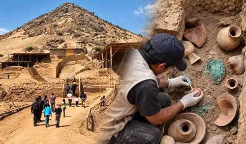 Un equipo de arqueólogos halló la tumba de un infante de la cultura mochica en la Huaca de la Luna, Trujillo. El descubrimiento incluye una máscara de metal y 32 piezas de cerámica. Estuvo más de 1.400 años bajo tierra con una máscara de metal en el rostro: descubren la tumba de un infante de la élite mochica en Perú