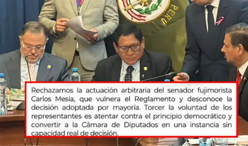 JP acusa a Carlos Mesía de vulnerar el reglamento y advierte que no dará "un cheque en blanco" al Gobierno de Fujimori