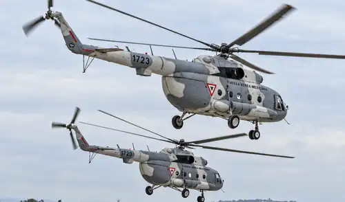 Helicópteros Mi-17-1B de la Fuerza Aérea de México (FAM), cuya reparación está a cargo de la empresa Trans CE Cargo. Foto: difusión