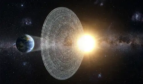 Una propuesta de sombrilla planetario podría enfriar la Tierra en 1 °C. Foto: Gemini IA Una propuesta de sombrilla planetario podría enfriar la Tierra en 1 °C. Foto: Gemini IA