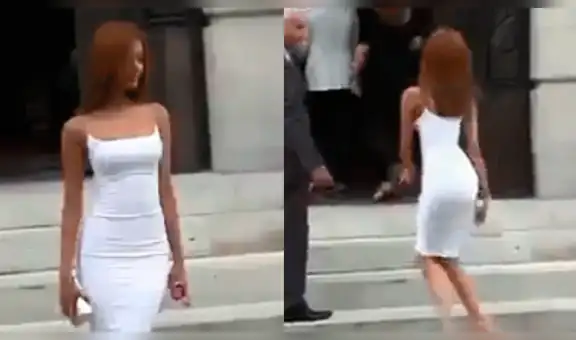 Facebook viral: Mujer luce un espectacular vestido pero no la dejó ni caminar  [VIDEO] 