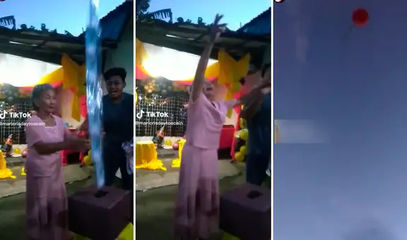 Regalan globo con dinero a su abuela por su cumpleaños, pero este sale volando al abrir la caja