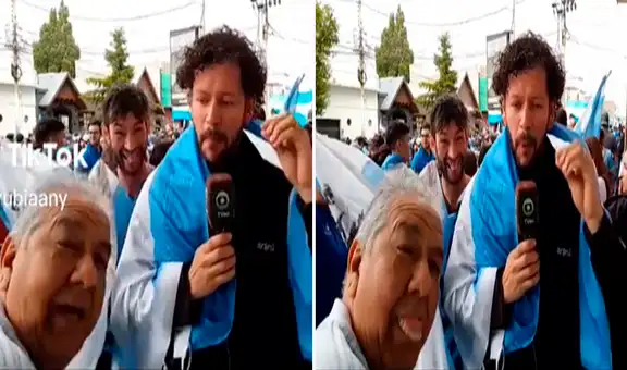 ¡Casi pierde la sonrisa! Se le cae la dentadura mientras realizaba cántico por triunfo argentino