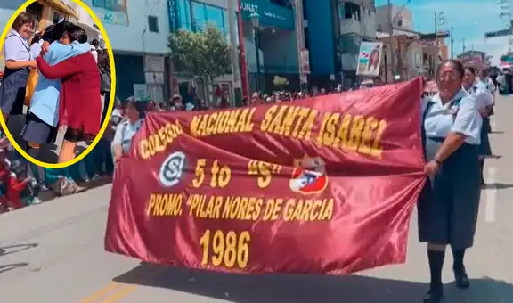 Peruana se emociona al volver a desfilar con su uniforme al lado de sus amigas de promoción
