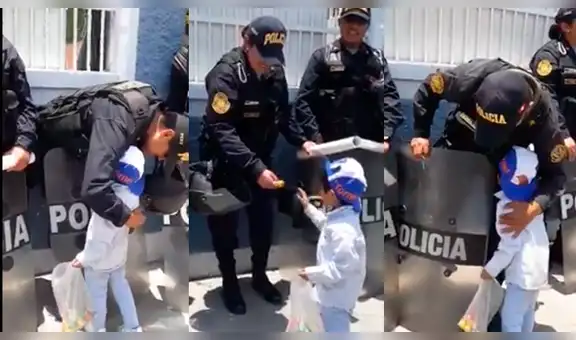 Facebook: niño regala golosinas a policías para que sigan luchando contra la delincuencia [VIDEO]