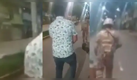 Uniformados capturan a hombre que salió en toque de queda y le dan un ejemplar castigo [VIDEO]