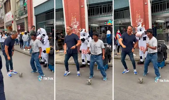 Peruano recuerda su adolescencia al ver a bailarín callejero y ambos sacan sus mejores pasos