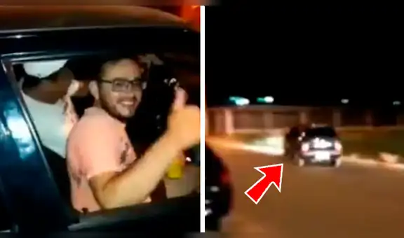 Hombre ebrio cree que todo está bien, maneja su auto y cae al vacío [VIDEO]