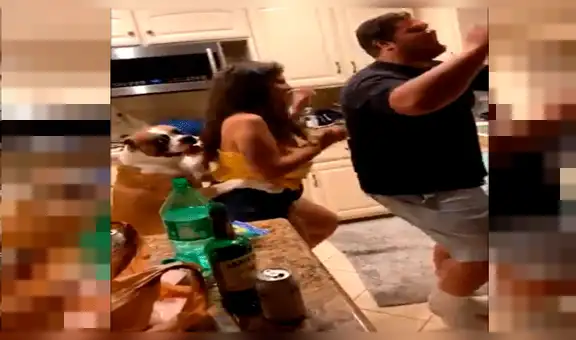 Pareja celebra su aniversario y su mascota se une para hacer “el baile del trencito” [VIDEO]