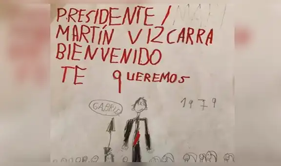 Facebook viral: presidente Martín Vizcarra publica tierno dibujo que realizó un niño al visitar su escuela [FOTOS] 