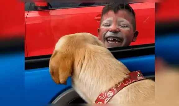 Facebook: perro rescatado y 'niño payasito' protagonizan tiernas imágenes que se volvieron virales