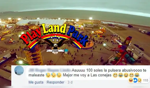 Vía Facebook: Play Land Park trolea a usuario que se quejó de elevado precio