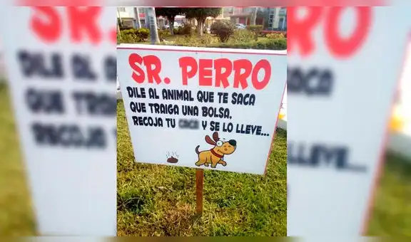 Letrero sorprende a vecinos de Chiclayo: “Sr. Perro, dile al animal que te saca que traiga una bolsa...”